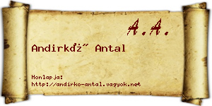 Andirkó Antal névjegykártya
