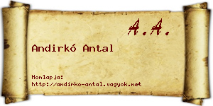 Andirkó Antal névjegykártya